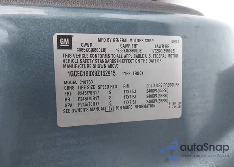 2008 Chevrolet Silverado 1500 Lt1 from USA, damaged, VIN 1GCEC190X8Z152915